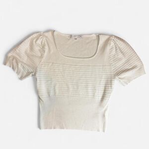 Celebrity-pink Women's White and Cream Crop-top